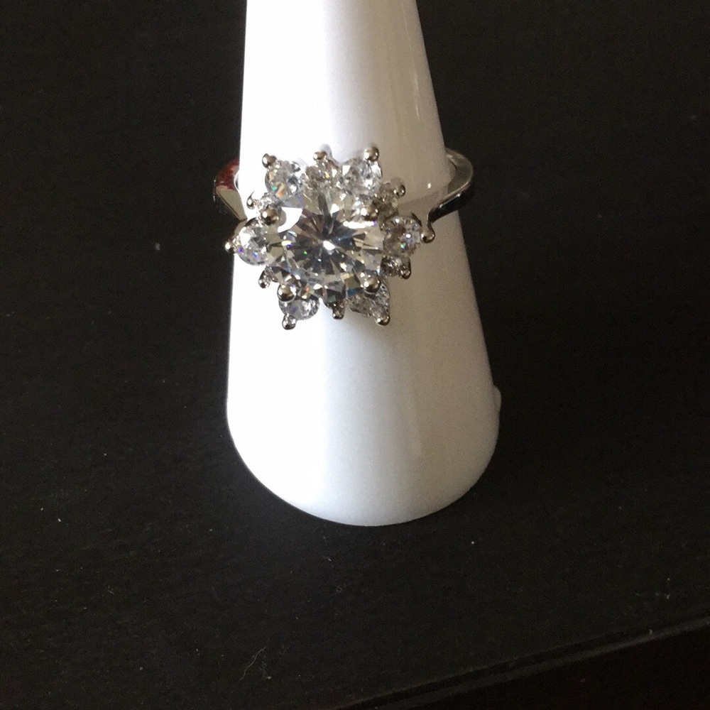 Sterling silver white sapphire ring